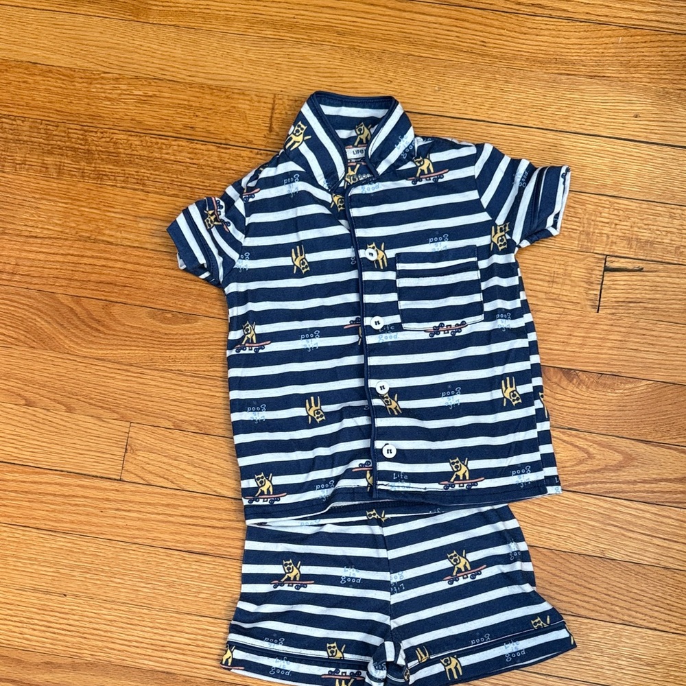 Life Is Good Navy and White Kids Pajama Set